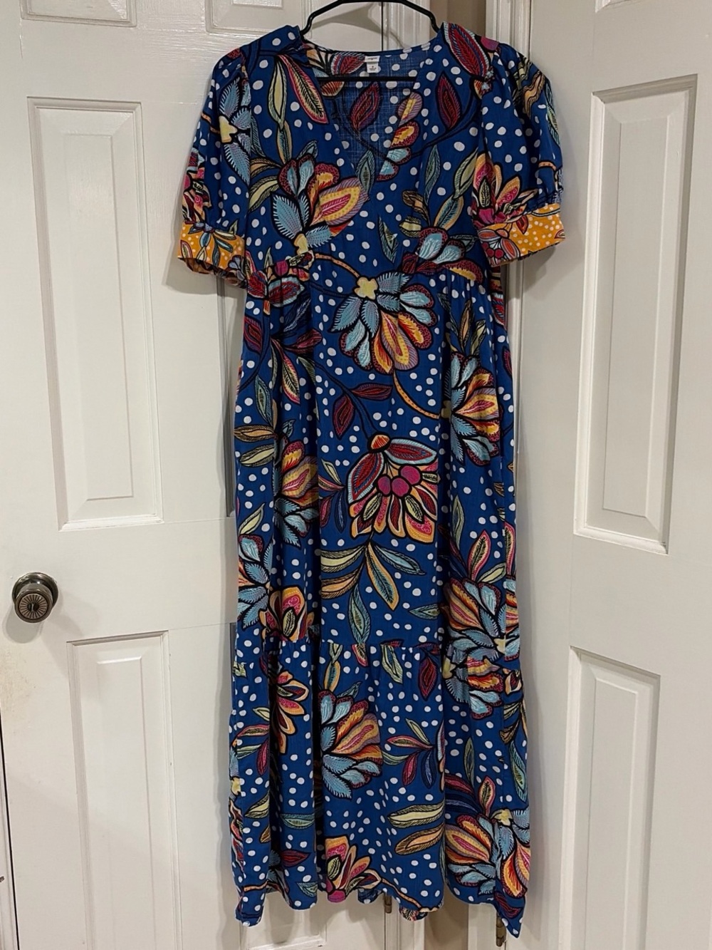 Tabitha Brown x Target Mixed Floral Polka Dot Puff Sleeve Boho Maxi Dress - 8